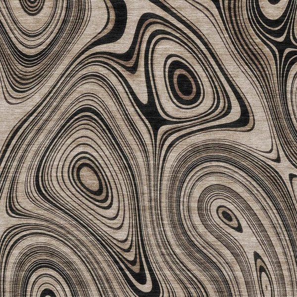 HomeRoots 9' X 12' Beige & Charcoal Geometric Area Rug - Machine Washable, UV Protected, Ideal for Families 717704