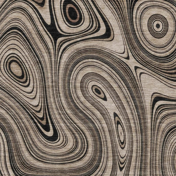 HomeRoots 10' X 14' Beige & Charcoal Geometric Washable Area Rug with UV Protection for Modern Living Spaces 717705