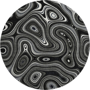 HomeRoots 8' X 10' Black and Ivory Geometric Washable Area Rug - Stylish, UV-Protected, Stain-Resistant Design 717709