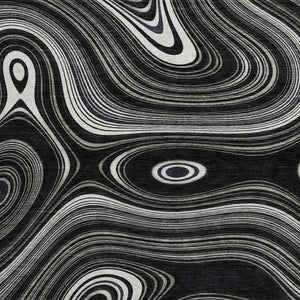 HomeRoots 8' X 10' Black and Ivory Geometric Washable Area Rug - Stylish, UV-Protected, Stain-Resistant Design 717709