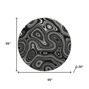 HomeRoots 8' X 10' Black and Ivory Geometric Washable Area Rug - Stylish, UV-Protected, Stain-Resistant Design 717709