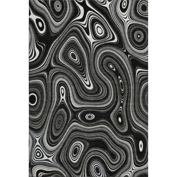 HomeRoots 10' X 14' Black and Ivory Geometric Area Rug - UV Protected, Washable, Durable for Busy Homes 717711