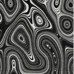 HomeRoots 10' X 14' Black and Ivory Geometric Area Rug - UV Protected, Washable, Durable for Busy Homes 717711