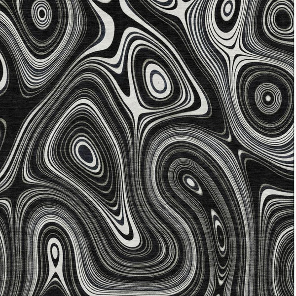 HomeRoots 10' X 14' Black and Ivory Geometric Area Rug - UV Protected, Washable, Durable for Busy Homes 717711