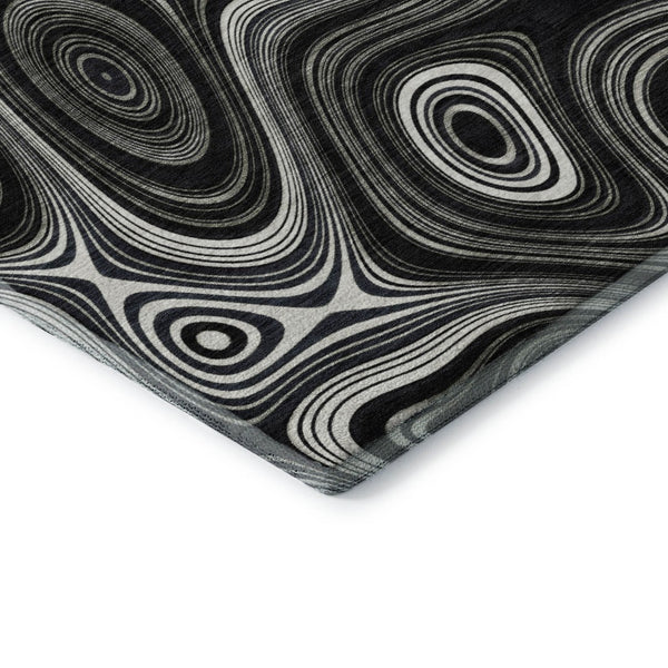 HomeRoots 10' X 14' Black and Ivory Geometric Area Rug - UV Protected, Washable, Durable for Busy Homes 717711