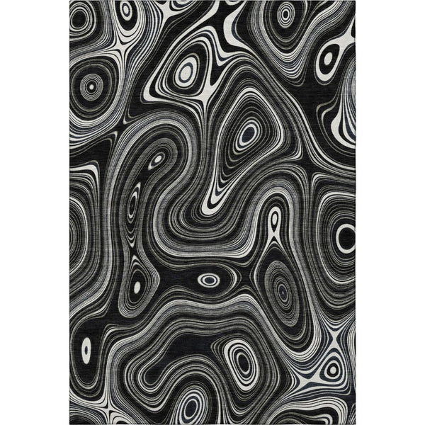 HomeRoots 10' X 14' Black and Ivory Geometric Area Rug - UV Protected, Washable, Durable for Busy Homes 717711