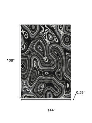 HomeRoots 10' X 14' Black and Ivory Geometric Area Rug - UV Protected, Washable, Durable for Busy Homes 717711