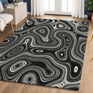 HomeRoots 10' X 14' Black and Ivory Geometric Area Rug - UV Protected, Washable, Durable for Busy Homes 717711
