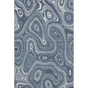 HomeRoots 5' X 8' Blue and Ivory Geometric Washable Area Rug with UV Protection for Family-Friendly Spaces 717713