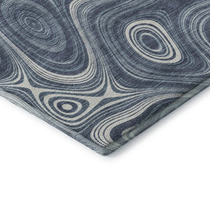 HomeRoots 5' X 8' Blue and Ivory Geometric Washable Area Rug with UV Protection for Family-Friendly Spaces 717713