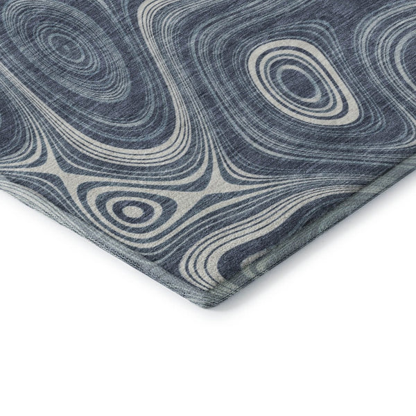 HomeRoots 5' X 8' Blue and Ivory Geometric Washable Area Rug with UV Protection for Family-Friendly Spaces 717713