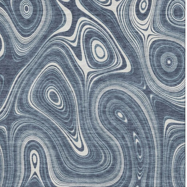 HomeRoots 5' X 8' Blue and Ivory Geometric Washable Area Rug with UV Protection for Family-Friendly Spaces 717713