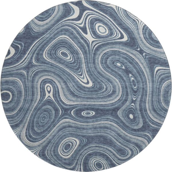 HomeRoots 8' X 10' Blue Geometric Washable Area Rug with UV Protection, Stain Resistance & Non-Slip Backing 717715