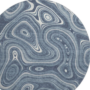 HomeRoots 8' X 10' Blue Geometric Washable Area Rug with UV Protection, Stain Resistance & Non-Slip Backing 717715