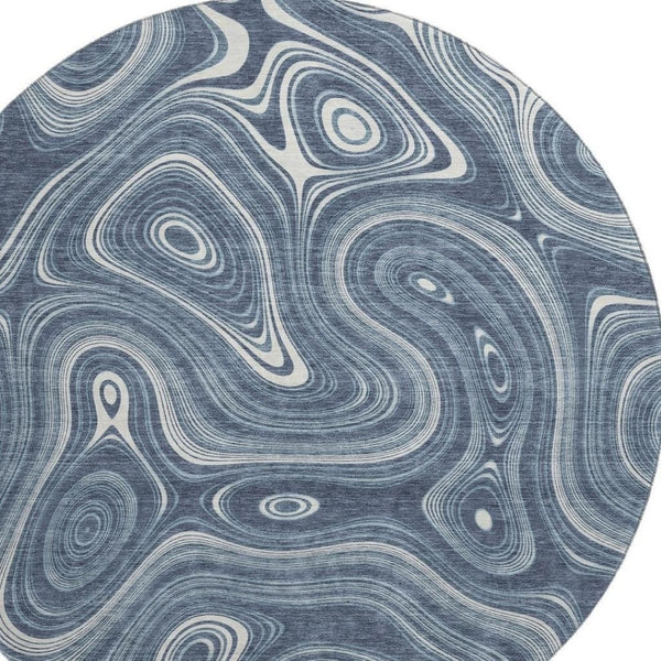 HomeRoots 8' X 10' Blue Geometric Washable Area Rug with UV Protection, Stain Resistance & Non-Slip Backing 717715