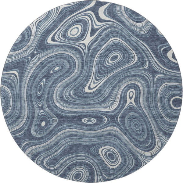 HomeRoots 8' X 10' Blue Geometric Washable Area Rug with UV Protection, Stain Resistance & Non-Slip Backing 717715