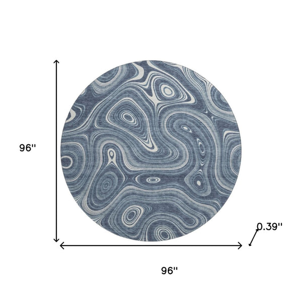 HomeRoots 8' X 10' Blue Geometric Washable Area Rug with UV Protection, Stain Resistance & Non-Slip Backing 717715