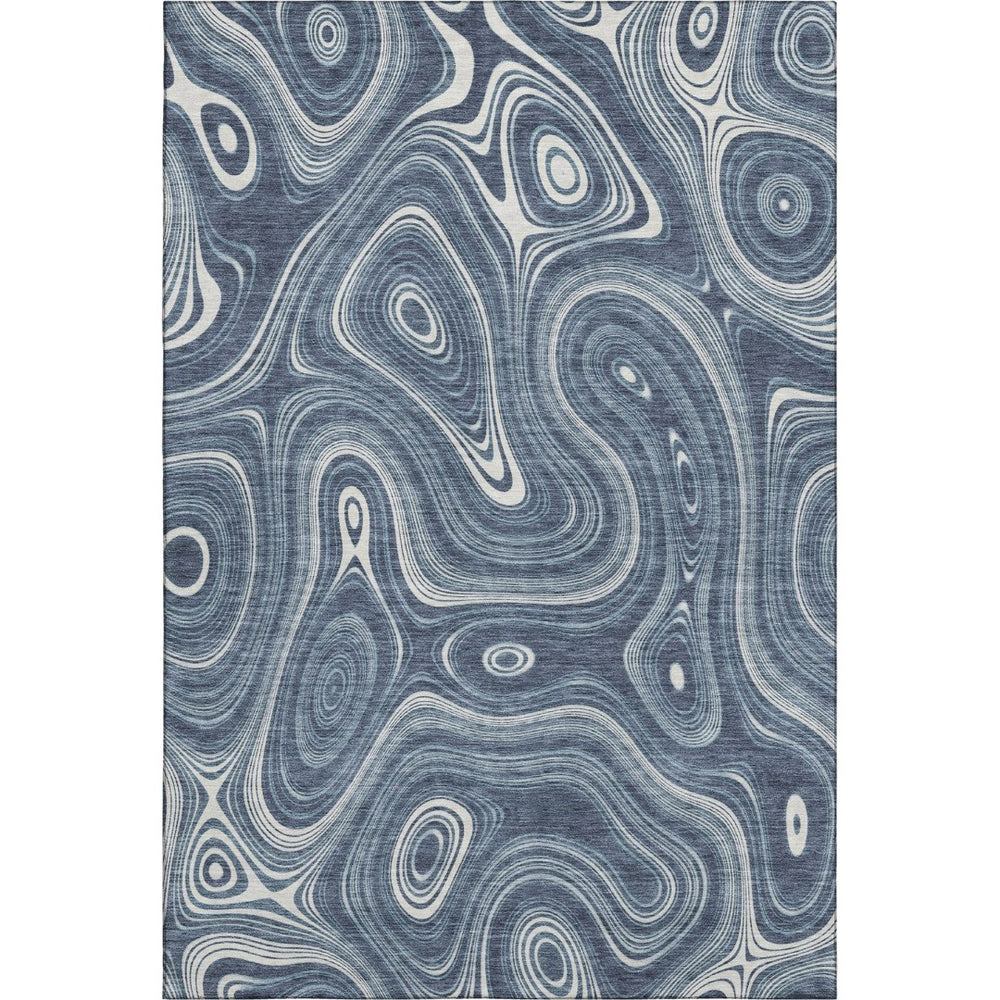 HomeRoots 9' X 12' Blue & Ivory Geometric Area Rug - Washable, UV-Protected, Durable, Non-Slip for All Spaces! 717716