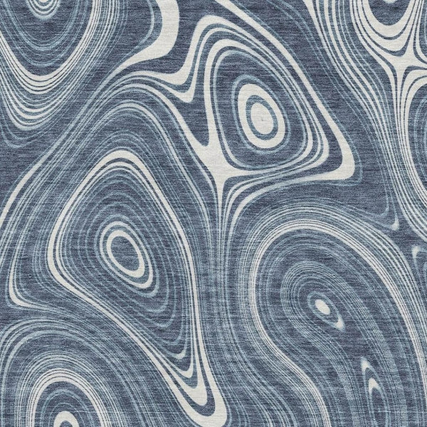 HomeRoots 9' X 12' Blue & Ivory Geometric Area Rug - Washable, UV-Protected, Durable, Non-Slip for All Spaces! 717716