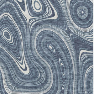HomeRoots 10' X 14' Blue and Ivory Geometric Washable Area Rug – UV Protected, Durable, Perfect for High-Traffic Areas 717717