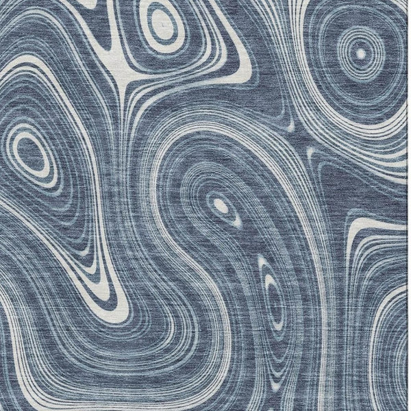 HomeRoots 10' X 14' Blue and Ivory Geometric Washable Area Rug – UV Protected, Durable, Perfect for High-Traffic Areas 717717