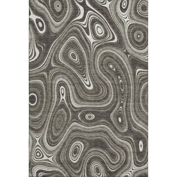 HomeRoots 5' X 8' Gray and Silver Geometric Area Rug – Washable, UV Protected, Durable for Homes with Kids & Pets 717719