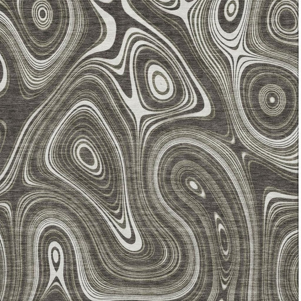 HomeRoots 5' X 8' Gray and Silver Geometric Area Rug – Washable, UV Protected, Durable for Homes with Kids & Pets 717719