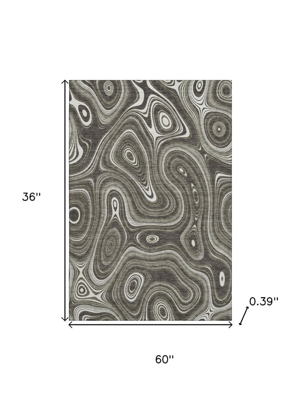 HomeRoots 5' X 8' Gray and Silver Geometric Area Rug – Washable, UV Protected, Durable for Homes with Kids & Pets 717719