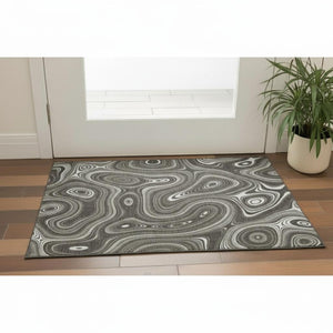 HomeRoots 5' X 8' Gray and Silver Geometric Area Rug – Washable, UV Protected, Durable for Homes with Kids & Pets 717719