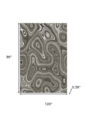HomeRoots 9' X 12' Gray And Silver Washable Area Rug with UV Protection – Durable, Stylish, Pet-Friendly Design 717722