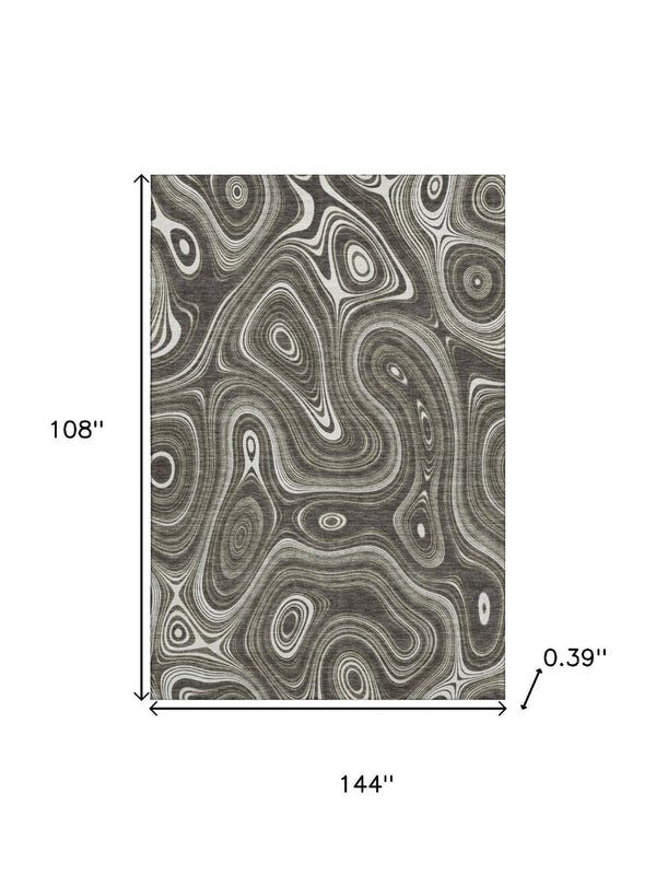 HomeRoots 10' X 14' Gray and Silver Geometric Washable Area Rug with UV Protection - Stylish & Durable Design 717723