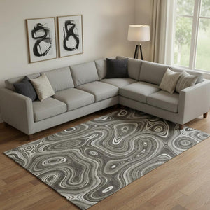 HomeRoots 10' X 14' Gray and Silver Geometric Washable Area Rug with UV Protection - Stylish & Durable Design 717723