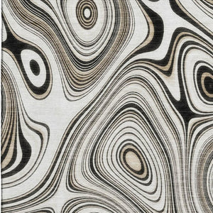 HomeRoots 5' X 8' Ivory & Charcoal Geometric Area Rug - Washable, UV-Protected, Durable for Kids & Pets 717725