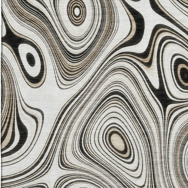 HomeRoots 5' X 8' Ivory & Charcoal Geometric Area Rug - Washable, UV-Protected, Durable for Kids & Pets 717725