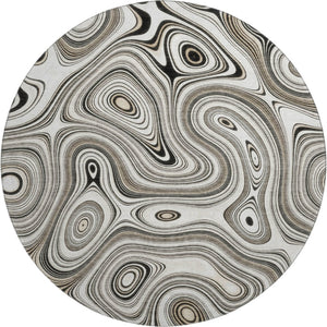 HomeRoots 8' X 10' Ivory & Charcoal Geometric Area Rug - Washable, UV-Protected, Stain-Resistant & Stylish! 717727