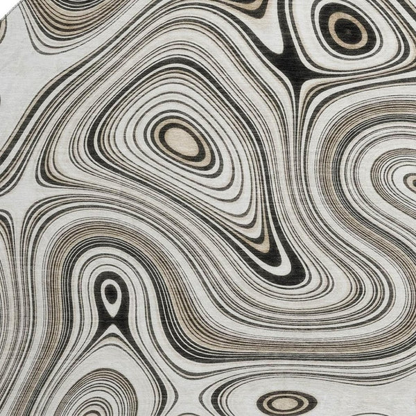 HomeRoots 8' X 10' Ivory & Charcoal Geometric Area Rug - Washable, UV-Protected, Stain-Resistant & Stylish! 717727