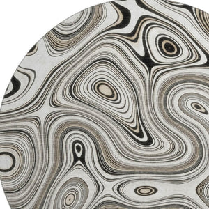 HomeRoots 8' X 10' Ivory & Charcoal Geometric Area Rug - Washable, UV-Protected, Stain-Resistant & Stylish! 717727