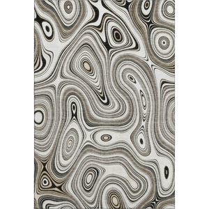 HomeRoots 9' X 12' Ivory And Charcoal Geometric Area Rug - Washable, UV-Protected, Durable for High Traffic Areas 717728
