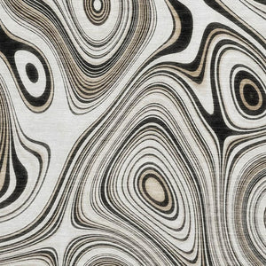 HomeRoots 9' X 12' Ivory And Charcoal Geometric Area Rug - Washable, UV-Protected, Durable for High Traffic Areas 717728