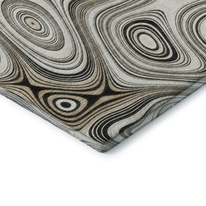 HomeRoots 9' X 12' Ivory And Charcoal Geometric Area Rug - Washable, UV-Protected, Durable for High Traffic Areas 717728