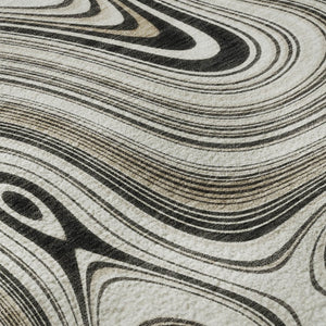 HomeRoots 9' X 12' Ivory And Charcoal Geometric Area Rug - Washable, UV-Protected, Durable for High Traffic Areas 717728