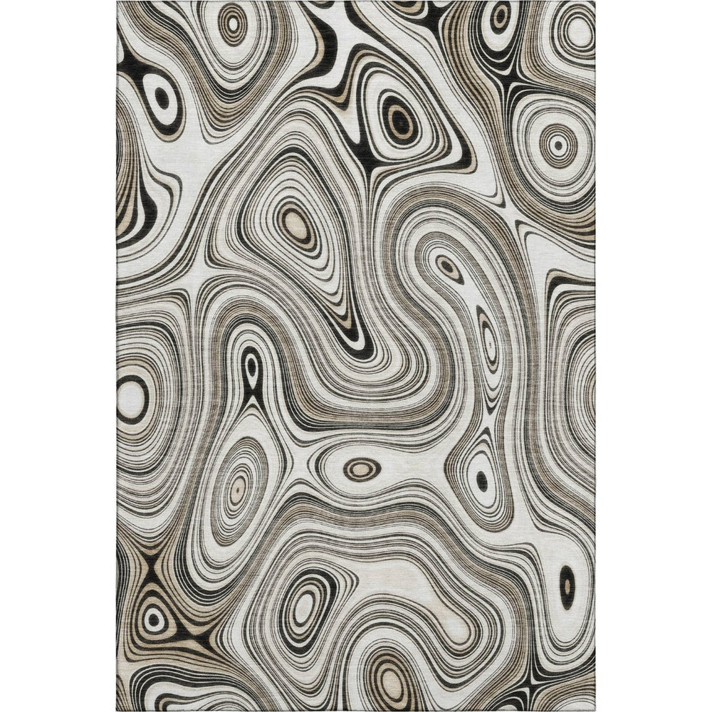 HomeRoots 10' X 14' Ivory Charcoal Geometric Washable Area Rug – Durable, Stylish, UV-Protected for Homes 717729