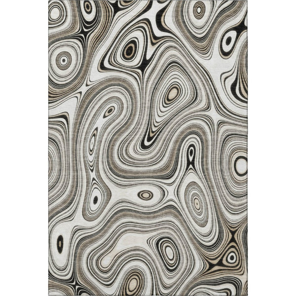HomeRoots 10' X 14' Ivory Charcoal Geometric Washable Area Rug – Durable, Stylish, UV-Protected for Homes 717729
