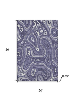 HomeRoots 5' X 8' Plum and Ivory Geometric Washable Area Rug - Stylish, Stain Resistant, UV Protected Design! 717731