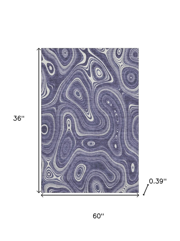 HomeRoots 5' X 8' Plum and Ivory Geometric Washable Area Rug - Stylish, Stain Resistant, UV Protected Design! 717731