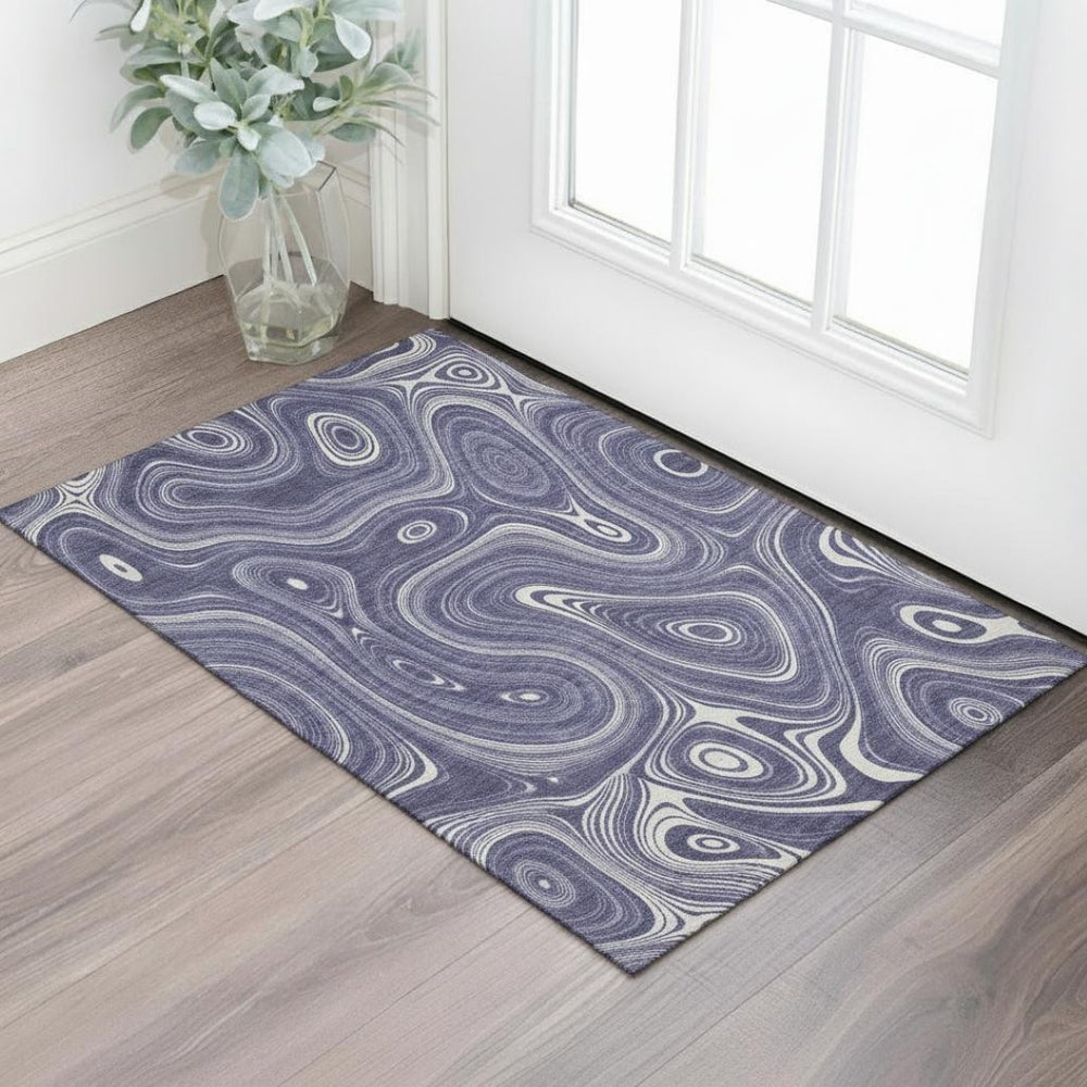 HomeRoots 5' X 8' Plum and Ivory Geometric Washable Area Rug - Stylish, Stain Resistant, UV Protected Design! 717731