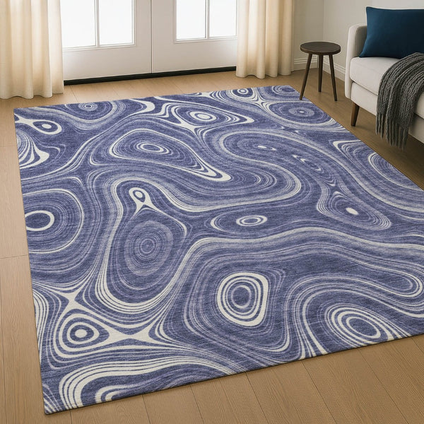 HomeRoots 8' Plum Geometric Washable Round Rug - Durable UV-Protected, Pet-Friendly, Modern Design for All Spaces 717732