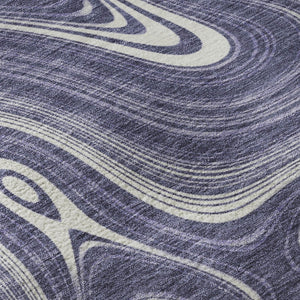 HomeRoots 8' Plum Geometric Washable Round Rug - Durable UV-Protected, Pet-Friendly, Modern Design for All Spaces 717732