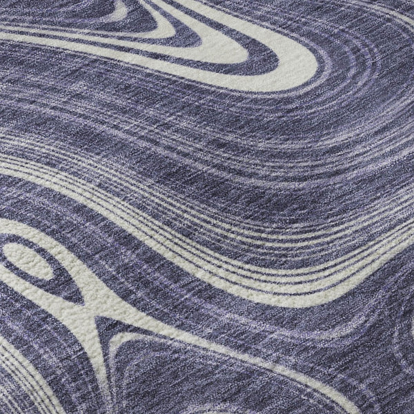 HomeRoots 8' Plum Geometric Washable Round Rug - Durable UV-Protected, Pet-Friendly, Modern Design for All Spaces 717732