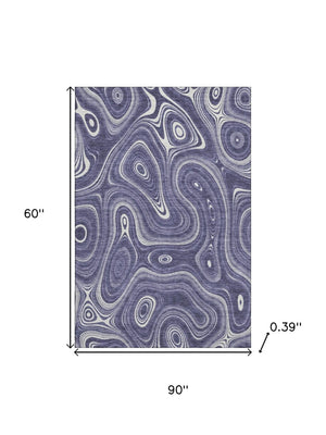 HomeRoots 8' Plum Geometric Washable Round Rug - Durable UV-Protected, Pet-Friendly, Modern Design for All Spaces 717732